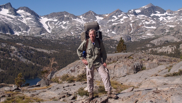 JFR in 2010 hiking cross-country above Waugh Lake in the Ansel Adams Wilderness