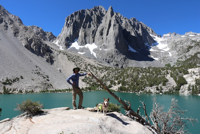 My son posing at Third Lake with Temple Crag in the background on the North Fork Big Pine Creek Trail
