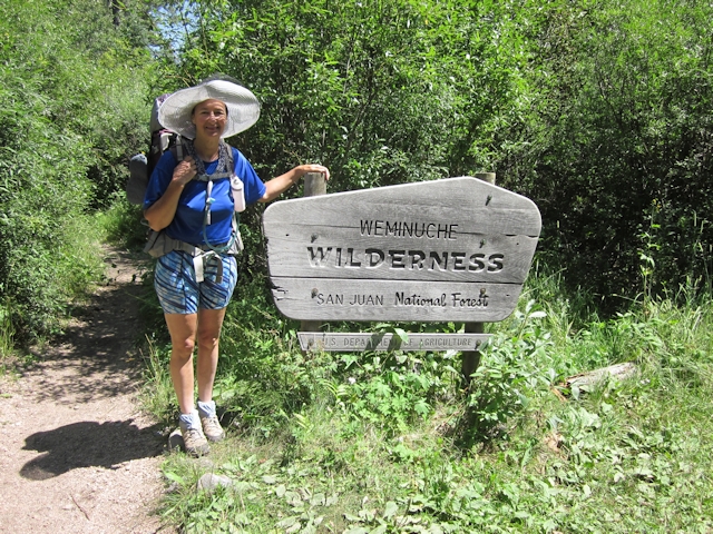 Weminuche Wilderness sign on the Pine River Trail